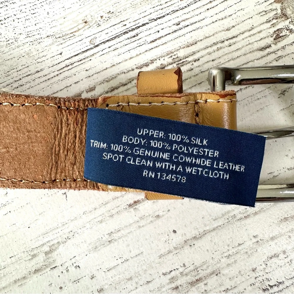 VINEYARD VINES Leather Silk Pool Scene Blue Crush Belt 30 Beach